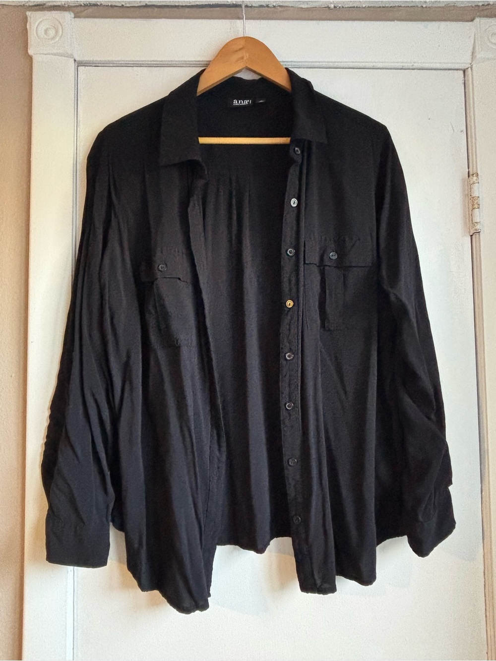 a.n.a Women’s Black Casual Button-Down Shirt